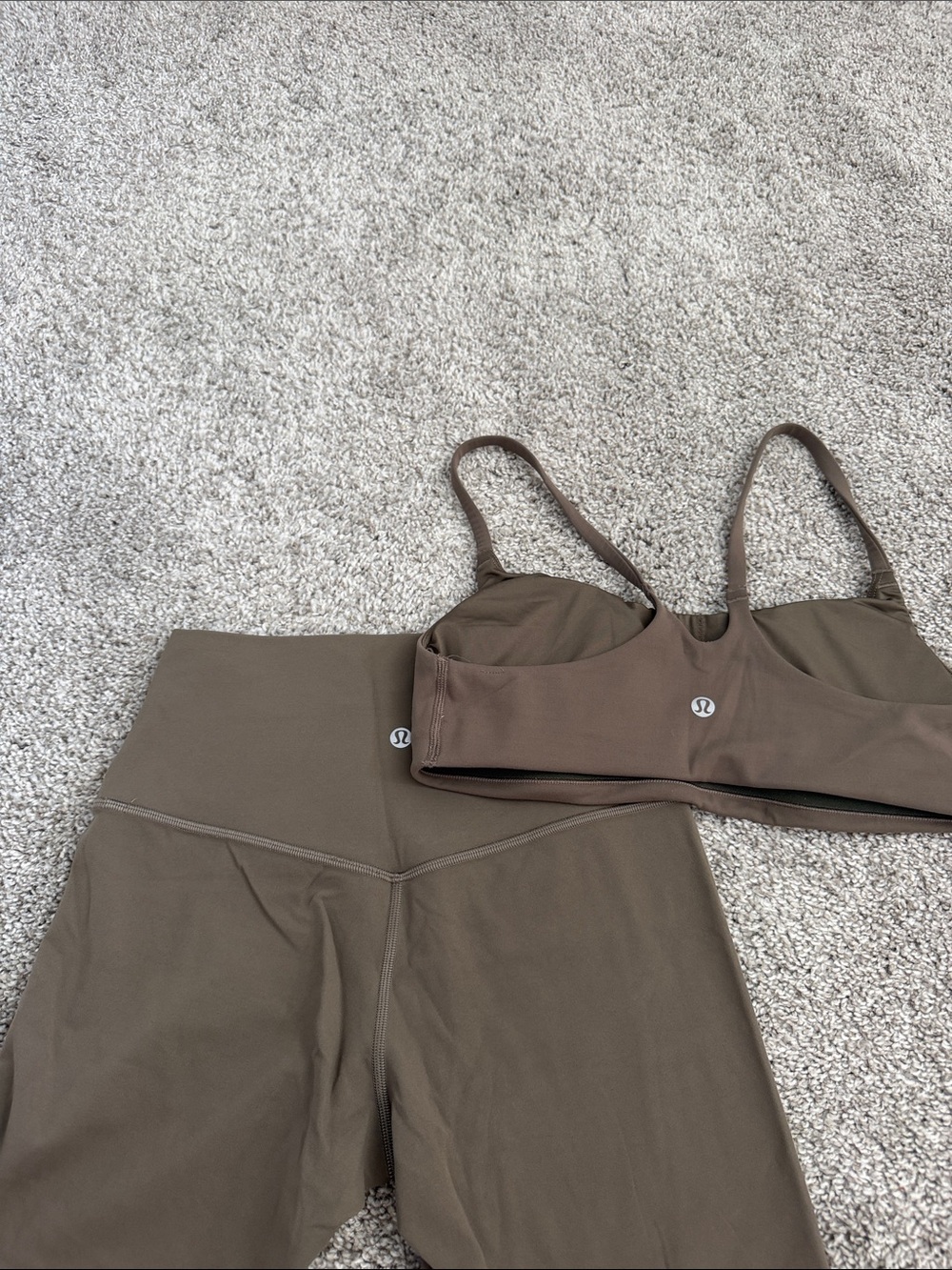 lululemon athletica Brown green High-Rise Legging and Matching Sports Bra Set